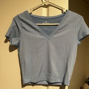 Hollister Light Blue Crop Fitted Short Sleeve Tee